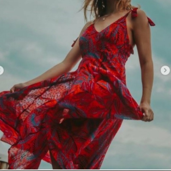 ALEXIS Orange Blue Botanical Asymmetrical … - Picture 9 of 12